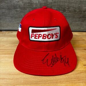 Vintage Pep Boys Hat Cap Snap Back Red Indy Racing League Embroidered Auto